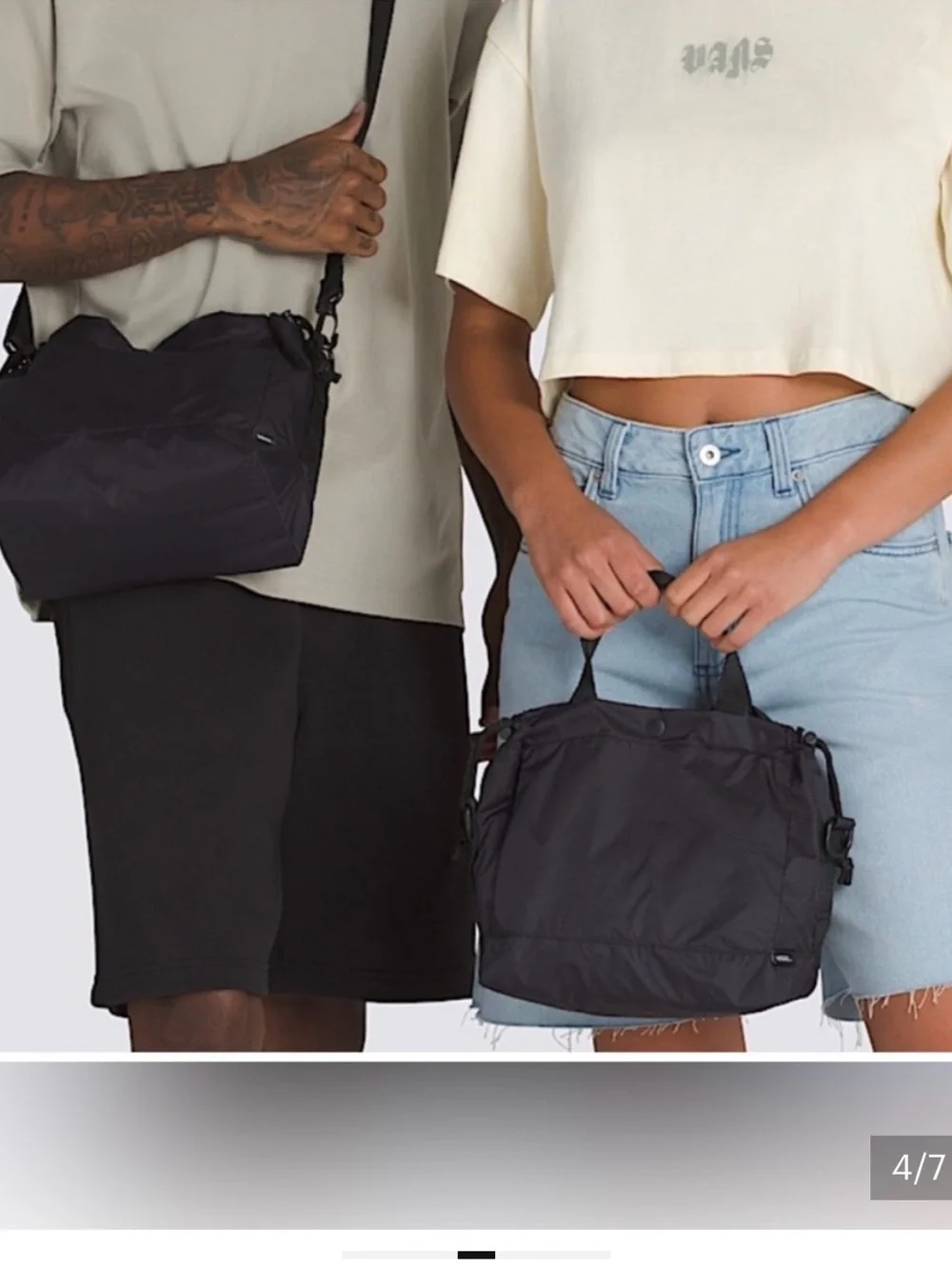 Vans Black Nylon Tote with Checkerboard Bow Accent